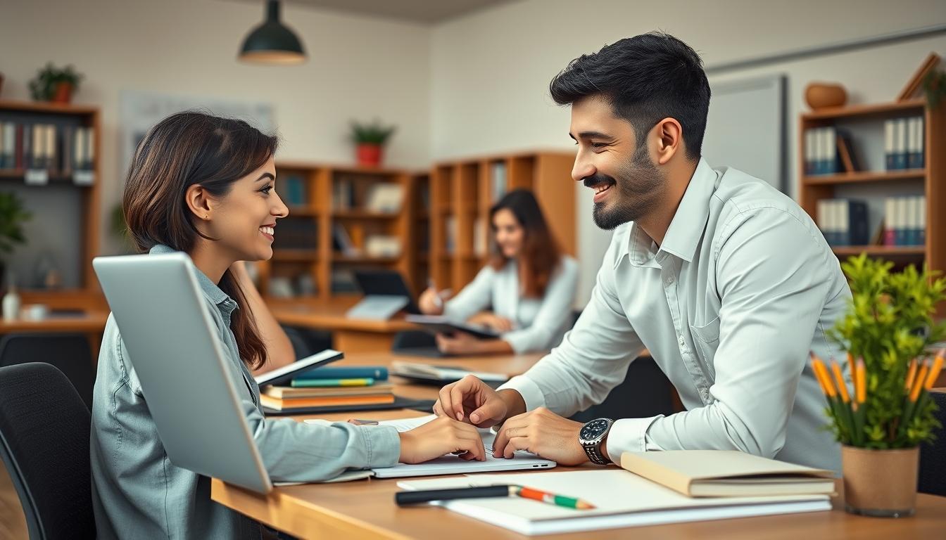 Students collaborating in study space